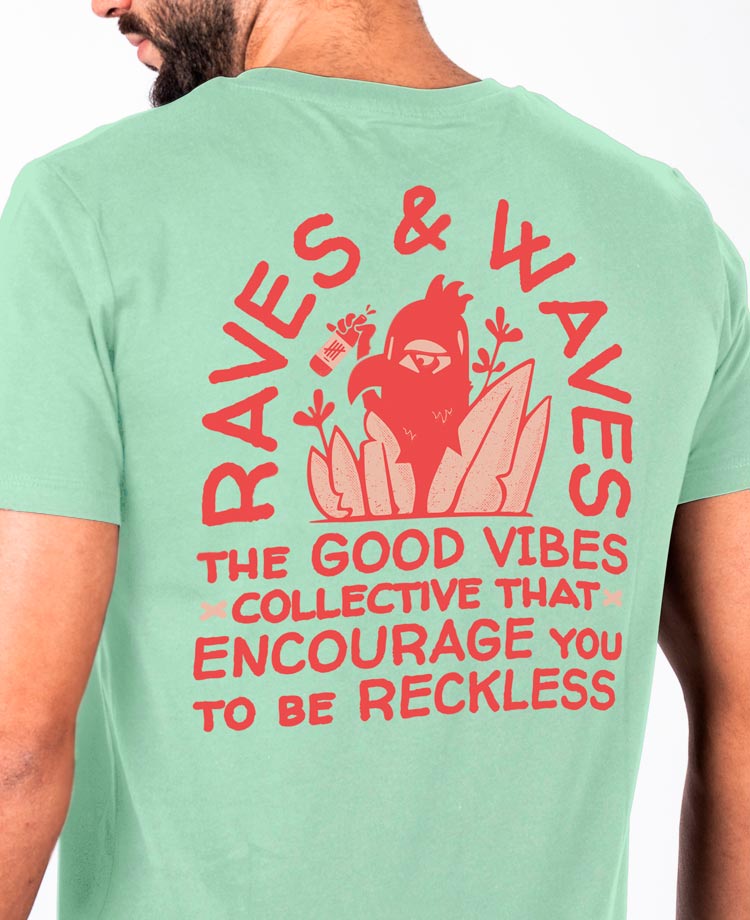 Ending Clothes Raves & Waves tee detail
