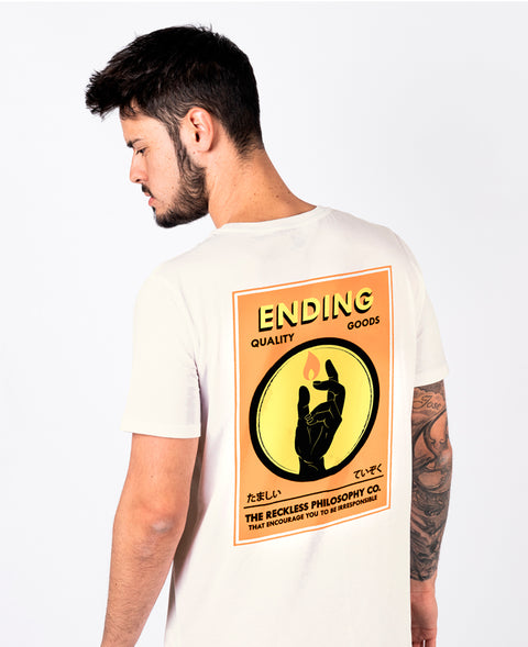 Ending Clothes Master KeY Cream White Organic cotton camiseta algodón algodon orgánico organico blanca back